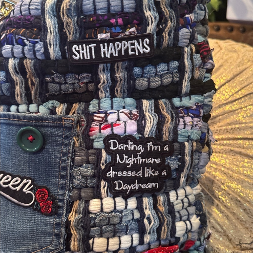 Queen Denim Patchwork Tote Bag - Picture 8 of 10
